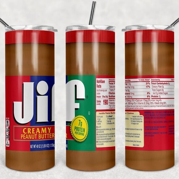 Custom 20oz Stainless Steel Tumbler Jif Peanut Butter - Picture 1 of 1